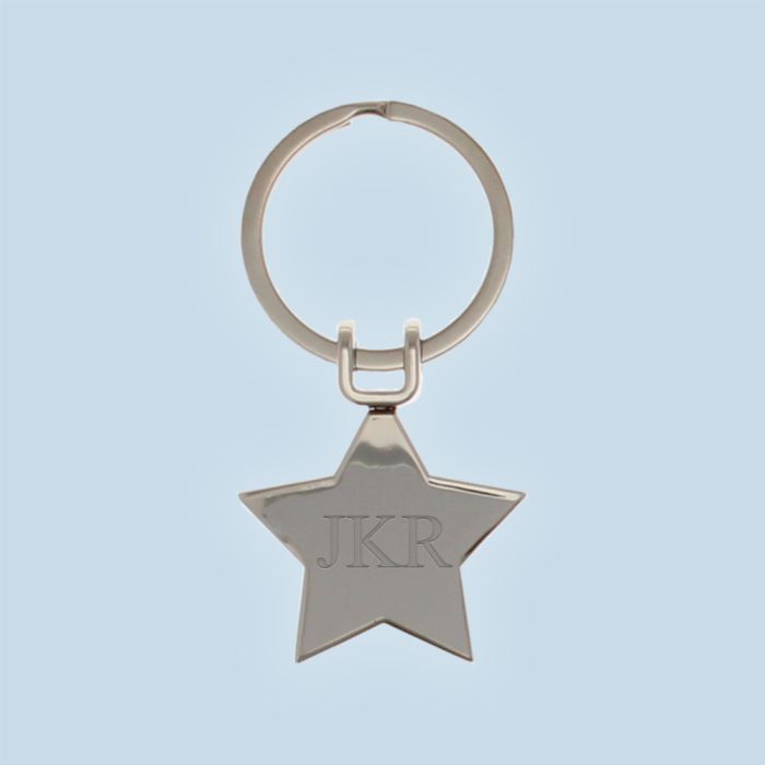 Star Engraved Metal Keyring (Initials)