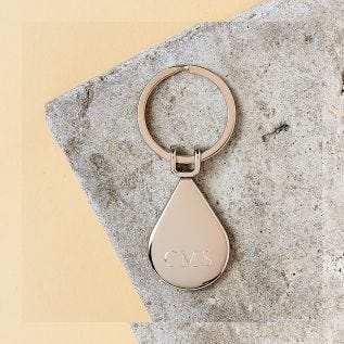 Teardrop Engraved Metal Keyring (Initials)