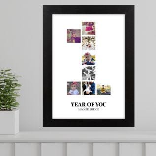 1 Photo Collage 1st Birthday Print & Frame             